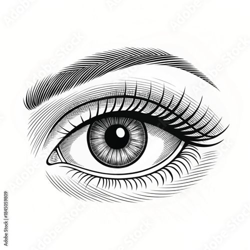 Simple eye shape one line art outline illustration