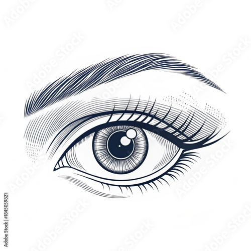 Modern eye symbol is a continuous one line drawing