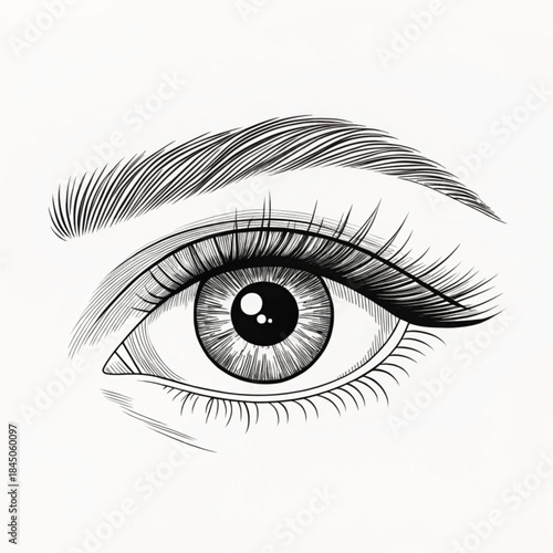 Abstract vision eye one line art outline vector