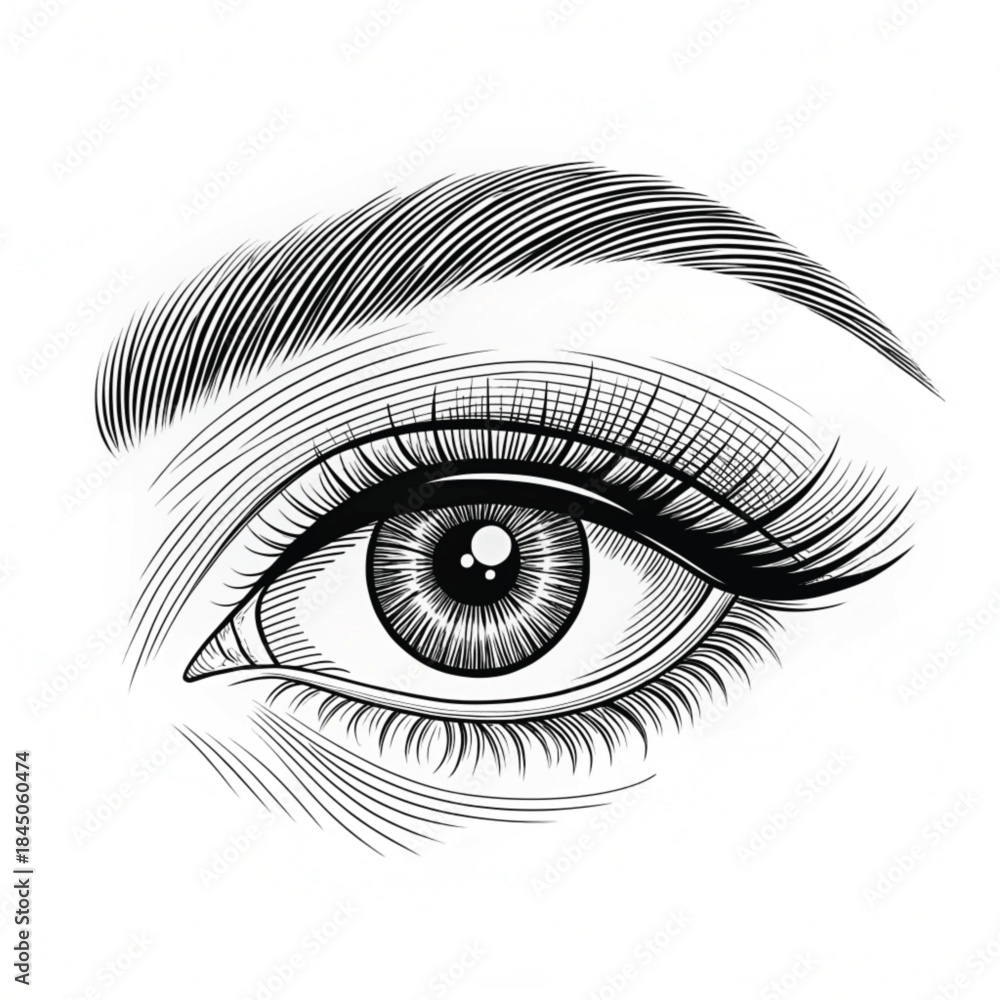 Fototapeta premium Simple eye outline one line art, modern vector design