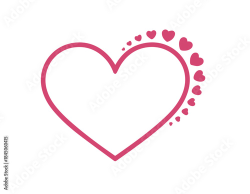 Decorative pink heart with loving small hearts design