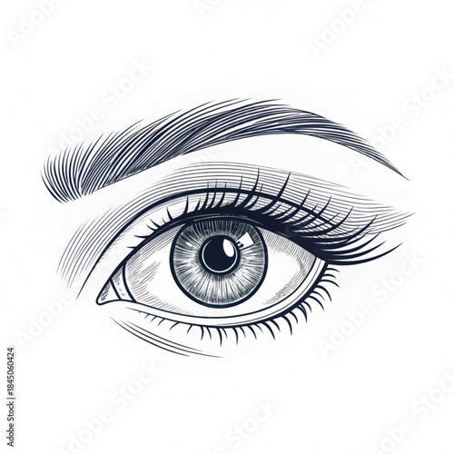 Vision eye icon, continuous one line minimalist illustration