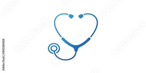 Clean and modern illustration of a stethoscope forming a heart shape, representing healthcare, care, and compassion
