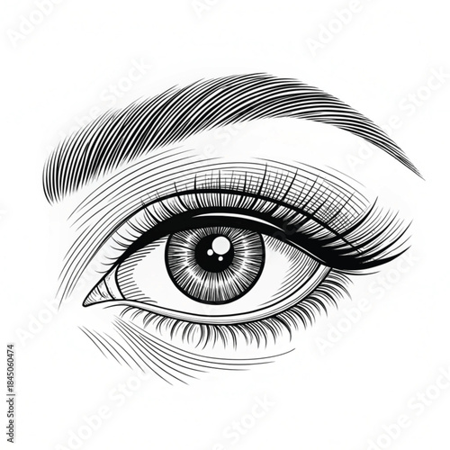 Simple eye outline one line art, modern vector design