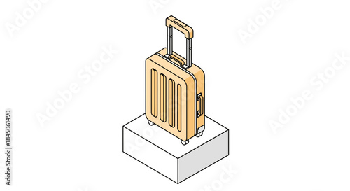 Stylish isometric luggage, perfect for travel promotions, showcasing modern design and portability for vacation planning, inspiring wanderlust and adventure