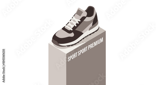 Stylish athletic shoe on display promoting premium sportswear quality and design for active lifestyle brands and promotional campaigns with monochrome elegance