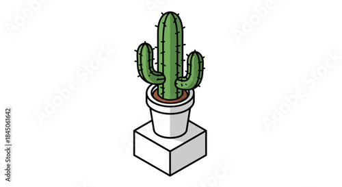 Minimalist cactus plant in pot adds fresh desert style to your modern home decor and brings a unique touch to any space, simple and elegant design