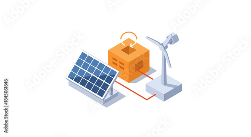 Sustainable living with solar panels and wind turbine powering a home with clean energy in an innovative way for a greener future lifestyle design