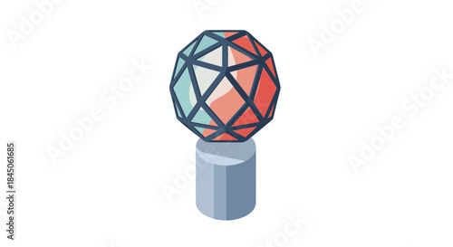 Modern geometric globe sitting on a pedestal, perfect for presentations, tech companies, or innovative ideas and concepts with a minimalist design