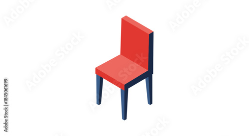 Stylish isometric chair for modern minimalist design projects or interior concepts, offering a clean and vibrant element for graphic design or presentations