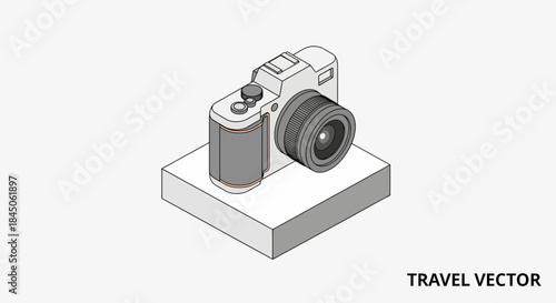 Stylish camera illustration for travel blogs and photography websites looking for a modern, minimalist design to capture memories with a creative lens