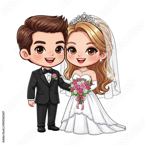 happy bride and groom