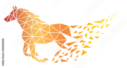 Low Poly Running Horse Disintegration