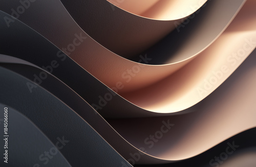 A series of paper waves with a mix of black and white and brown tones. The waves are arranged in a way that creates a sense of movement and depth