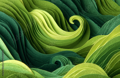 The image is a green and brown color with a wavy pattern. The green color is dominant and the brown color is present in the background. The wavy pattern gives the image a sense of movement and energy