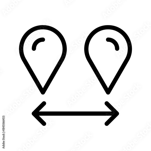 Accurate Distance icon set for measurement, navigation range, location spacing and mapping