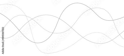 Abstract thin gray and white wavy lines background. Thin wavy curve line vector background.