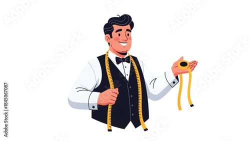 Tailor with Measuring Tape Illustration