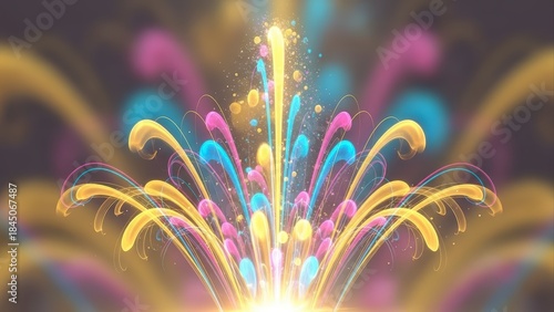 Wallpaper Mural Vibrant Abstract Light Explosion with Colorful Arcs and Sparkling Particles. Torontodigital.ca