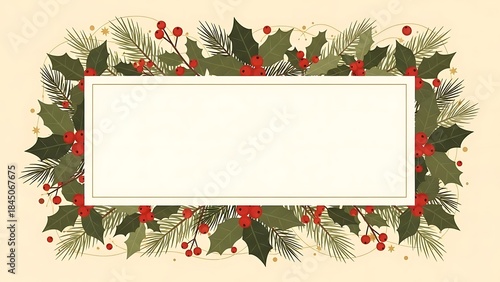 A classic Christmas greeting card with a warm cream background