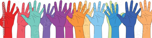 Multicultural and Diverse Community Hands Together for Social Change, Unity, and Equality, Showcasing Global Teamwork, Partnership, and Support in a Colorful, Inclusive Celebration of Human Rights.