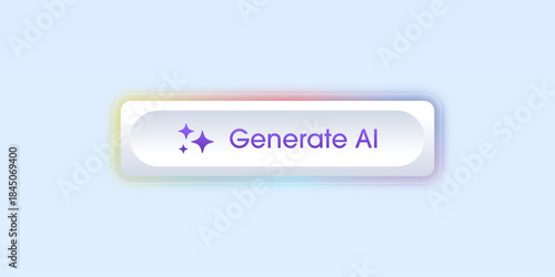 Modern liquid glass interface buttons with light for AI generate. Rounded rectangular shapes in glassmorphism style design element for UI design and website interface, or apps. Vector illustration.