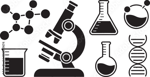 Laboratory and Science Equipment Icons for Research Design.