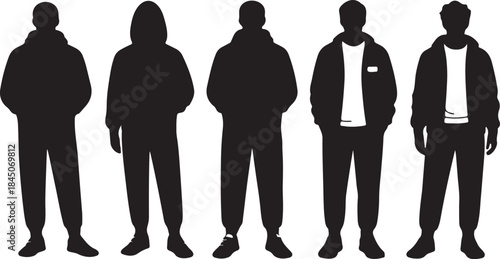 Standing People Silhouettes Group for Team and Community Concepts.