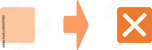 Error and NG icon set with arrow flow