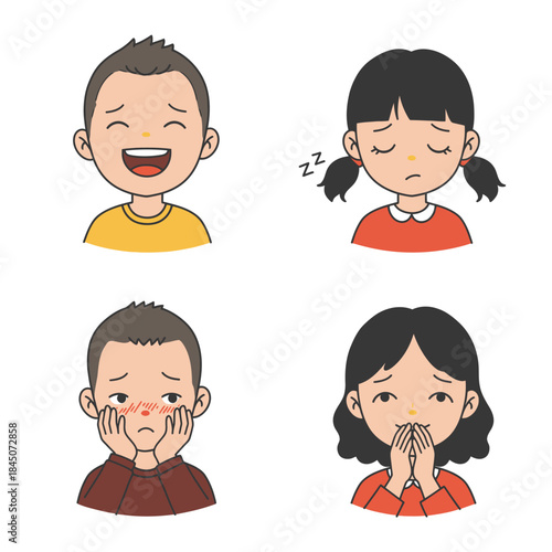 Cheerful Cartoon Boy Laughing with Open Mouth and Yellow Shirt.