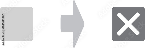 Error and NG icon set with arrow flow