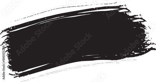 A black brush stroke on a white background