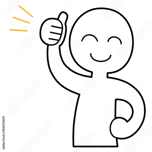 サムズアップする白い棒人間のイラスト