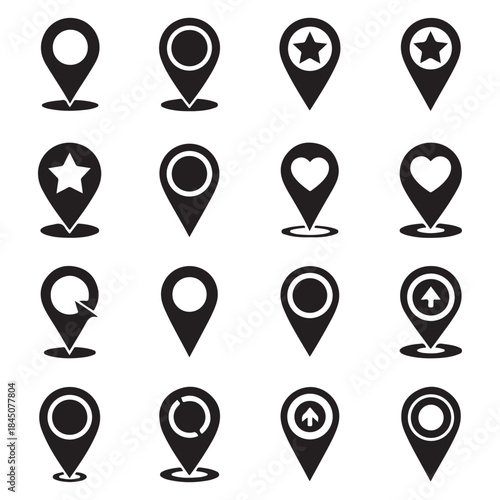 Map pin location icon set