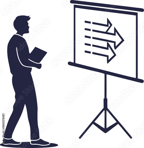 Simple presentation screen icon silhouette on a white background