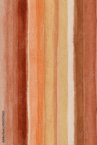 Seamless vertical watercolor stripe pattern in burnt orange ochre taupe beige for luxury wallpaper, interior mockup, packaging design, branding background, textile print

