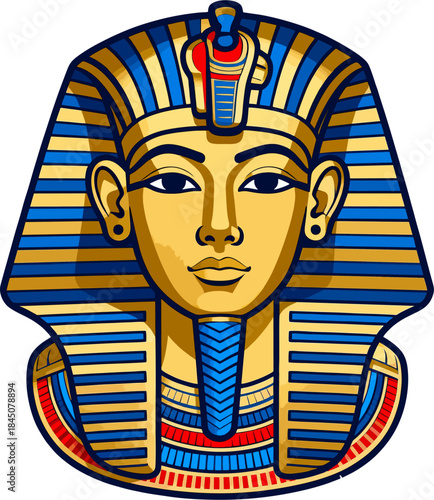 Ancient Egyptian Pharaoh Mask Photo Frame Vector Illustration