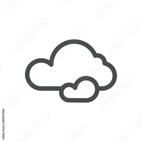 Cloudy Weather Icon including overcast sky, cloud cover, gloomy grey day, atmospheric clouds, hazy climate forecast.
