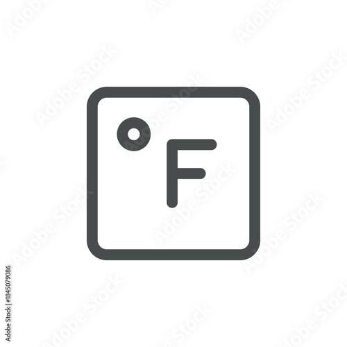 Fahrenheit Degree Weather Icon. Temperature unit symbol for forecast, thermometer scale, imperial measurement and conversion.
