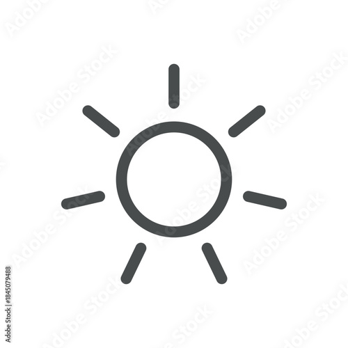 Sunny Weather Icon. Thin Line Sun Illustration for Clear Sky, Heat and Bright Day Conditions. Isolated Outline Vector Symbol, Editable Stroke Pictogram for UI