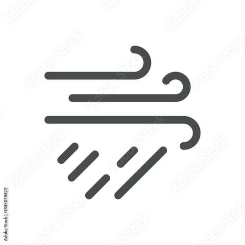 Wind and Rain Weather Icon. Thin Line Strong Wind with Falling Rain Illustration for Stormy Forecast, Gusty Conditions and Reduced Visibility. Isolated Outline Vector Symbol, Editable Stroke Pictogram