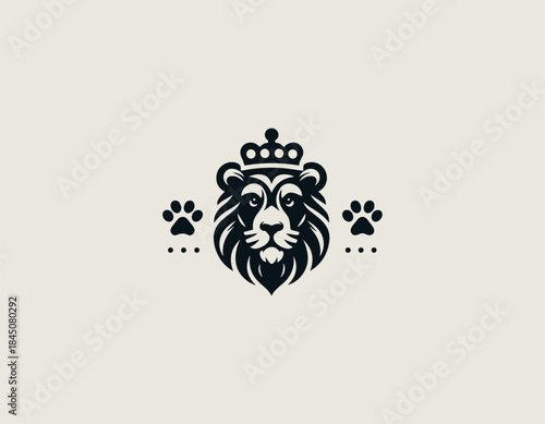 Royal paw emblem symbolizing noble animal strength in refined bold black vector logo illustration