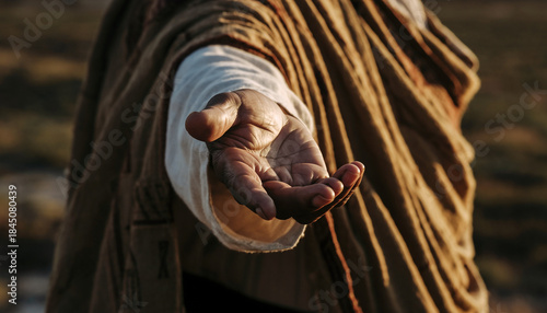 Bild auf Leinwand Jesus Christ extending his hand in a gesture of help.