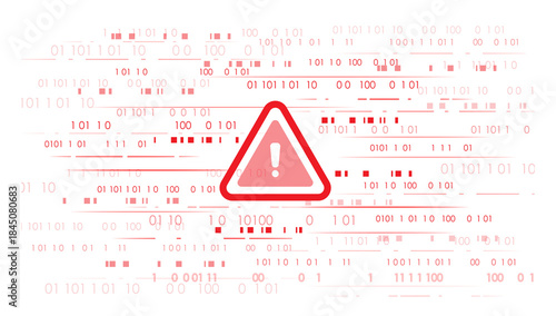 Digital Threat: A digital representation of a cyber threat or warning, illustrated with a red exclamation point, signaling a potential security risk in a data environment. 