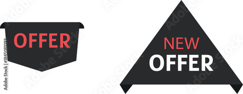 Black friday sale ribbon banners collection isolated. Vector price tags isolated on black background.