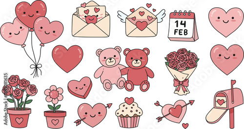 Valentine's day celebration with hearts and gifts