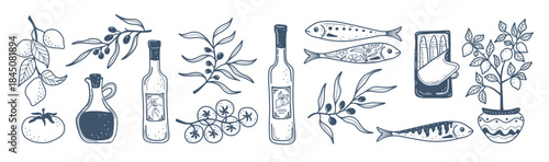 Mediterranean Italian Cuisine Illustrations