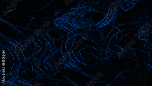 Electric Blue Vapor With Dark Abstract Smoke Texture on Deep Black. Flowing Wisps for Cinematic Tech, Sci-Fi, and Ethereal Fantasy Design backgrounds.