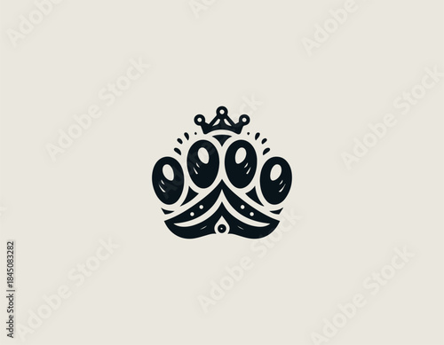Royal paw emblem symbolizing noble animal strength in refined bold black vector logo illustration