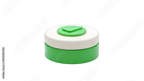 Green and White Cosmetic Jar Isolated on White Background